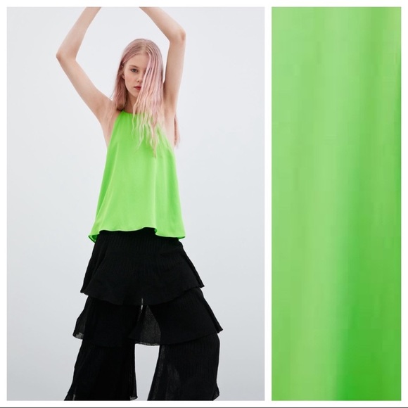 NWT Zara neon green Halter Top sleeveless - Picture 3 of 7